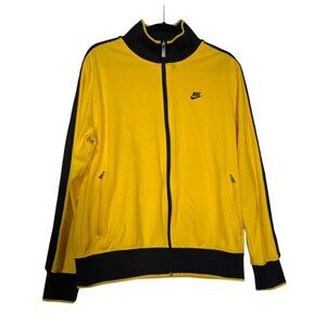 Nike Track Jacket Zip Up Black and Yellow Sweatshirt Size Large Y2K Striped
